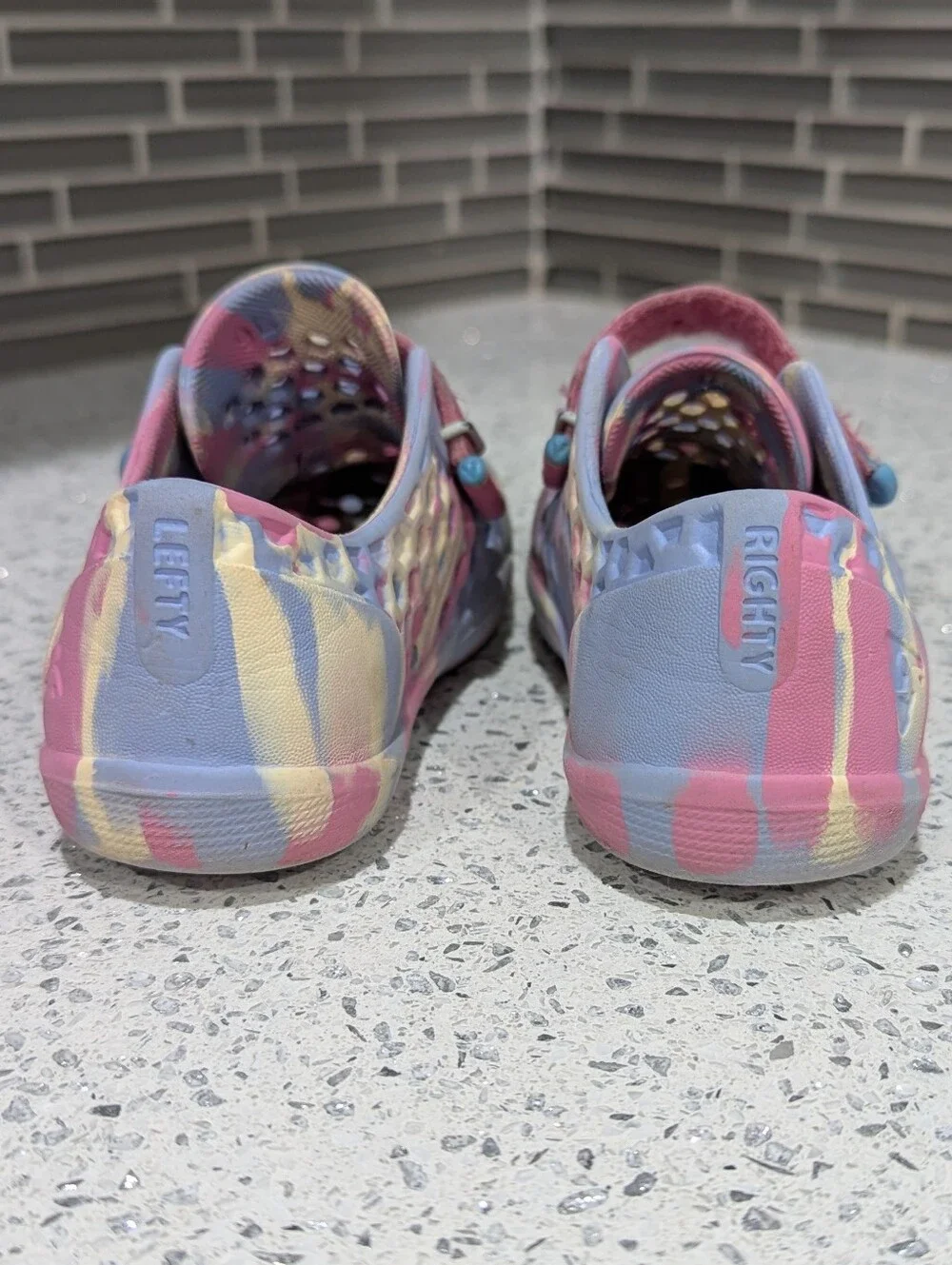 Plae Kids Mimo Purple Pink Neapolitan Swirl Water Sneaker Sandal Rubber Girls 9